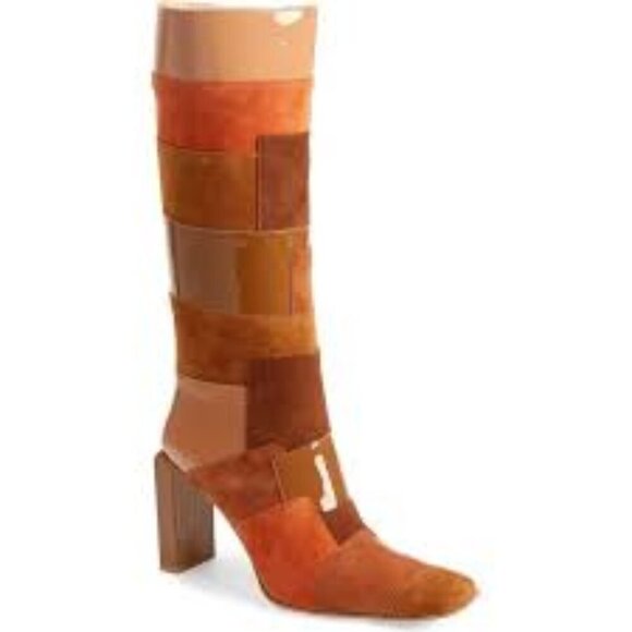 Jeffrey Campbell Orange and Brown Heeled Boots - Picture 1 of 9
